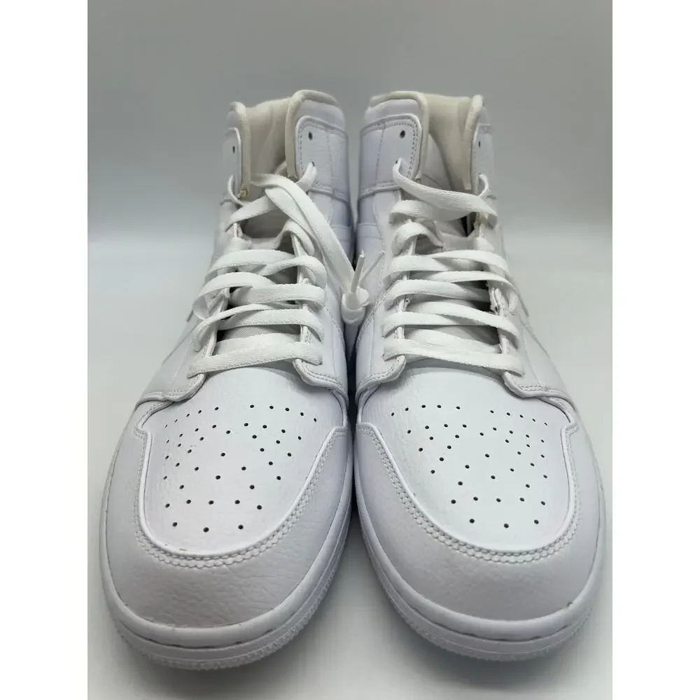 Nike Air Jordan 1 Mid Triple White 554724-129 Men's Shoe 14 NEW
